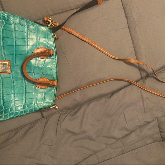 Dooney & Bourke Handbags - Dooney & Bourke Teal Crocodile-Embossed Shoulder Bag